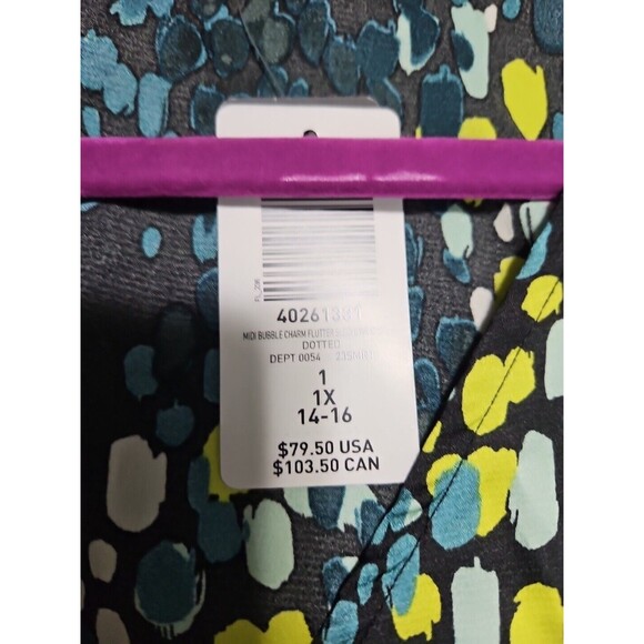 Torrid Womens Plus SZ 1 Short Sleeve V-Neck Multicolor Geometric Wrap Dress NWT - Picture 3 of 10